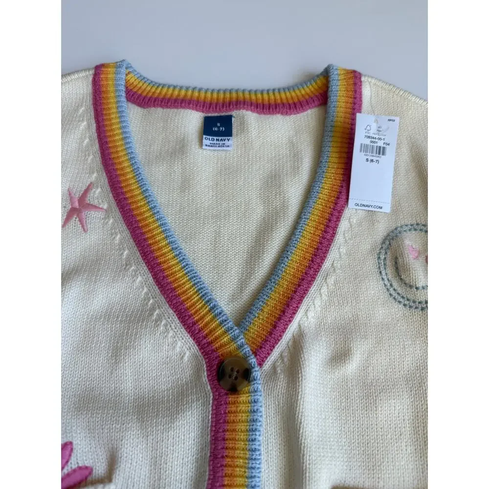 Old Navy Knit Embroidered Cardigan & Tank Top Set 100% Cotton Girls Small 6-7
